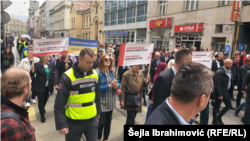 Rally in support of the victims of the Russian invasion of Ukraine, Sarajevo, May 9, 2022.