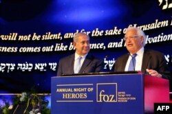 Israeli Prime Minister Benjamin Netanyahu and US ambassador David Friedman attend an event marking one year since the US embassy moved to Jerusalem on May 14, 2019.