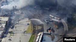 Kecelakaan kereta pengangkut minyak mentah di Lac Megantic (6/7).