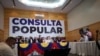 Rueda de prensa de los miembros del Comité Organizador de la Consulta Popular opositora en Caracas, el 19 de octubre de 2020.