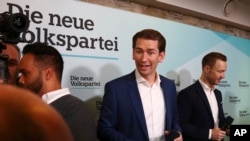Former Austrian chancellor and top candidate of the Austrian People's Party, OEVP, Sebastian Kurz.