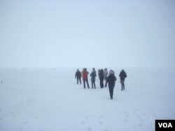 Frozen lake in North Dakota