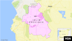 ແຜນທີ່ຂອງແຂວງ Idlib ປະເທດ ຊີເຣຍ.