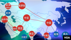 中国“一带一路”计划示意图