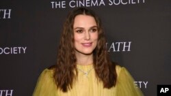 FILE - Actress Keira Knightley attends a special screening of Fox Searchlight Pictures' "The Aftermath" at The Whitby Hotel, March 13, 2019, in New York.