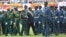 Zimbabwe's President Emmerson Mnangagwa, center, inspects the guard of honour during the celebrations for the country's 38th anniversary of Independence at the National Sports Stadium in Harare, Apr. 18, 2018. 