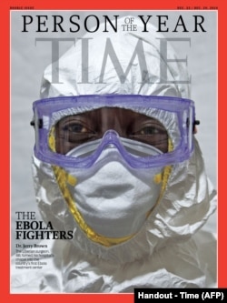 Time magazine named as its "Person of the Year 2014" the medics treating the Ebola epidemic that has killed more than 6,300 people, paying tribute to their courage and mercy, Dec. 10, 2014.
