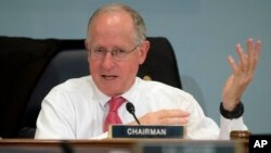 FILE - Rep. Mike Conaway, R-Texas, speaks on Capitol Hill in Washington, Oct. 7, 2015. Conaway is leading the House probe into Russian interference in the 2016 presidential election. 