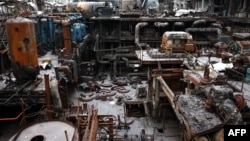 This photograph shows a general view of the turbine hall of a thermal power plant damaged during a missile attack, at an undisclosed location in Ukraine, Dec. 5, 2024, amid the Russian invasion of Ukraine.