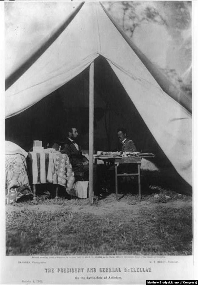 Lincoln and General McClellan on the Battlefield of Antietam