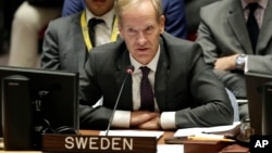 L'ambassadeur suédois auprès des Nations Unies, Olof Skoog, New York, le 8 decembre 2017