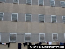 FILE - An undated photo shows the exterior of Evin Prison in Tehran, Iran. Evin Prison is among the entities sanctioned under the latest U.S. punitive measures against Iran.