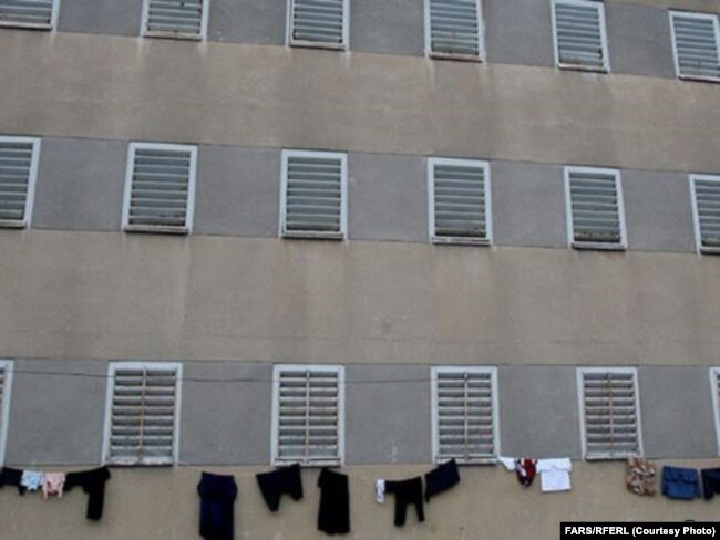 FILE - An exterior view of Evin prison, which is thought to hold hundreds of political prisoners as well as regular inmates, in Tehran, Iran.