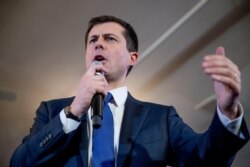 Democratic presidential candidate former South Bend, Ind., Mayor Pete Buttigieg speaks at a campaign stop at the Merrimack American Legion, in Merrimack, N.H., Feb. 6, 2020.