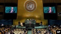 King Abdullah II of Jordan addresses the 73rd session of the United Nations General Assembly, at U.N. headquarters, Sept. 25, 2018. 