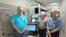 Gary Koster, Broadcast Radio Technician and transmitter expert, Gerhard Straub, Director USAGM Broadcast Technologies Division and Macon Dail, Chief Engineer, setting up a digital radio test at the Greenville, NC, Transmitting Station.
