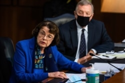 Sen. Dianne Feinstein, D-Calif., speaks during a confirmation hearing for Supreme Court nominee Amy Coney Barrett before the Senate Judiciary Committee, on Capitol Hill in Washington, Oct. 12, 2020.