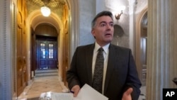 In this Dec. 31, 2018, file photo, Sen. Cory Gardner, R-Colo., arrives at the Senate Chamber for an abbreviated pro-forma session at the Capitol in Washington. 