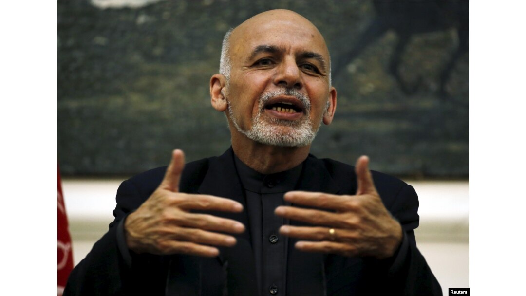 FILE - Afghanistan's President Ashraf Ghani speaks during a news conference in Kabul, Afghanistan, Dec. 31, 2015.