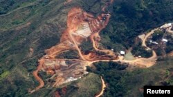 A view shows ecological damage caused by illegal gold mining in a rural area of Santander de Quilichao, in the department of Cauca, Feb. 13, 2015. 