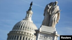 Vue sur le Congrès où le vote aura lieu à une heure du matin, heure locale à Washington, le 20 janvier 2018.. 