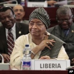 Liberian President Ellen Johnson Sirleaf looks on during the closing session of the 17th African Union Summit, at Sipopo Conference Center, outside Malabo, Equatorial Guinea (File Photo - July 1, 2011)
