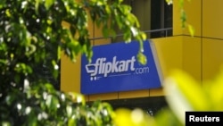 The logo of India's largest online marketplace Flipkart is seen on a building in Bengaluru, India, April 22, 2015.