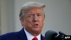  President Trump speaks during a Coronavirus Task Force press briefing in the Rose Garden of the White House, March 30, 2020. 