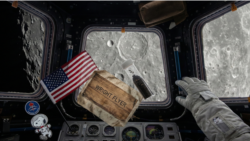 یک بسته از وسایل یادگاری شامل پرچم ایالات متحده و سایر ملحقات قرار است در این پرواز سفینه به دور ماه برود.