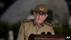 El secretario del Partido Comunista de Cuba, Raúl Castro Ruiz, da un discurso, el primero de enero del 2019, durante la celebración del 60 aniversario de la revolución cubana, el 1 de enero de 2019. 