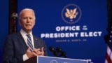 U.S. President-elect Joe Biden speaks about health care and the Affordable Care Act (Obamacare) at the theater serving as his transition headquarters in Wilmington, Delaware, U.S. November 10, 2020. 