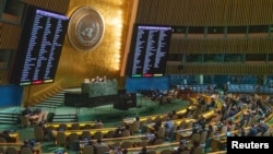 联合国大会2022年10月12日通过决议谴责并拒绝接受俄罗斯吞并乌克兰领土的行为。（路透社）