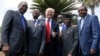 Le président Trump avec des dirigeants africains. De gauche à droite, le président kenyan, le président de l'UA Alpha Condé, le président de la BAD Akinwumi Adesina, le vice-président nigérian et le Premier ministre éthiopien, à Taormina, Italie, le 27 mai 2017. (AP/A. Medichini)