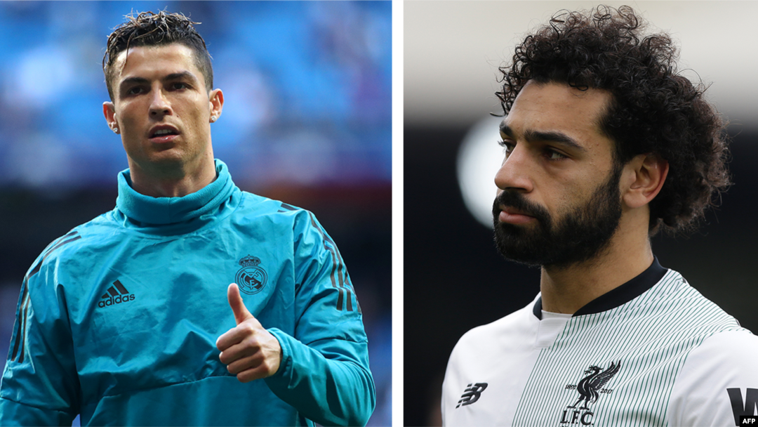 Ifoto y'umukinyi Cristiano Ronaldo na Mohamed Salah 