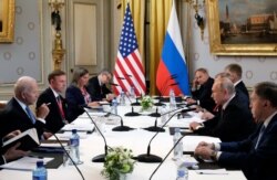 U.S. President Joe Biden and Russia's President Vladimir Putin meet for the U.S.-Russia summit at Villa La Grange in Geneva, Switzerland, June 16, 2021. (Sputnik/Mikhail Metzel/Pool via Reuters)