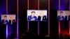 Еммануель Макрон та Марін Ле Пен під час дебатів на французькому телебаченні 20 квітня 2022 р.