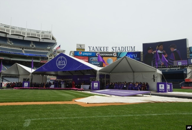 An image of the NYU graduation at Yankee Stadium in New York in 2014. (AP Photo/Frank Franklin II)