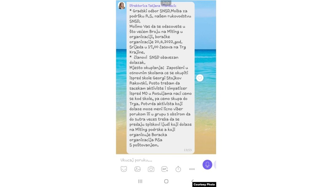 Poruka Tatjane Vilendečić, direktorice Osnovne škole 'Vuk Stefanović Karadžić' iz Banja Luke
