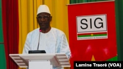 Yéro Boly, ministre de la Cohésion sociale, Ouagadougou le 19 avril 2022. (VOA/Lamine Traoré)
