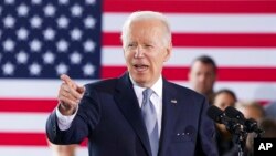 President Joe Biden speaks about his infrastructure agenda at the Portland International Airport in Portland, Ore., April 21, 2022. Earlier in the day at the White House, Biden authorized another $800 million in U.S. military assistance to Ukraine.