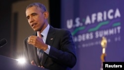 President Barack Obama speaks at the US-Africa Leadership Summit last year. This weekend, he will travel to Africa to call for more investment in the area.