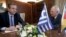 German Finance Minister Wolfgang Schaeuble (R) meets Greek Prime Minister Antonis Samaras in Athens, July 18, 2013. 