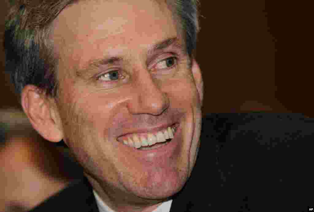 Then-U.S. envoy J. Christopher Stevens attends meetings at the Tibesty Hotel in Benghazi, Libya. (April 2011 file photo)