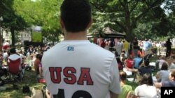 Soccer fans in Washington get to watch the World Cup in a public park for the first time, Saturday, June 12, 2010.