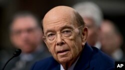 Kandidat pilihan Donald Trump untuk memimpin Departemen Perdagangan AS, Wilbur Ross, dalam sidang konfirmasi Senat (18/1). (AP/Manuel Balce Ceneta)