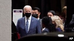 President Joe Biden and first lady Jill Biden leave Walter Reed National Military Medical Center in Bethesda, Md., Sept. 2, 2021, after visiting with injured troops. 