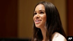 Misty Copeland speaks to reporters during a news conference, June 30, 2015, in New York. 