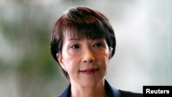 FILE PHOTO: Japan's new Minister for Internal Affairs and Communications Sanae Takaichi arrives at Prime Minister Shinzo Abe's official residence in Tokyo, Japan, September 11, 2019. REUTERS/Issei Kato/File Photo