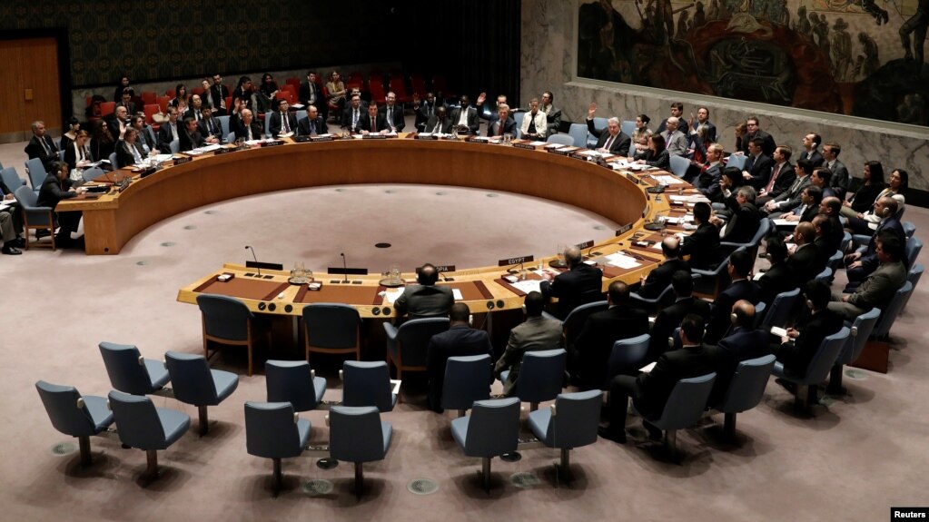 Các thành viên Hội đồng Bảo an biểu quyết về Syria tại trụ sở Liên Hiệp Quốc ở thành phố New York, 28/2/2017.