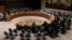 The United Nations Security Council votes on a resolution to ban the supply of helicopters to the Syrian government and to blacklist Syrian military commanders over accusations of toxic gas attacks at U.N. headquarters in New York City, Feb. 28, 2017.